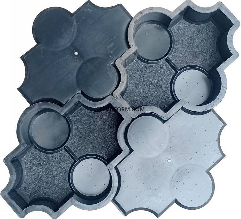 Формы для тротуарной плитки Клевер с кругами шагрень 6 см Днепр - изображение 3