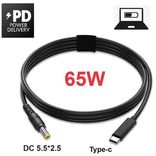 DM Кабель для ноутбука USB-C до DC 5.5 x 2.5 мм, 65W, 1.5 м (PD) Харків - зображення 2