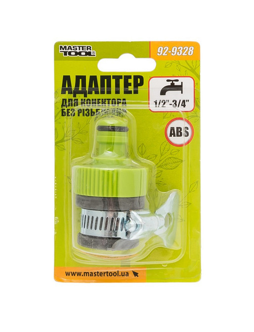 Адаптер под кран MASTERTOOL ½"-¾" с уплотнителем и хомутом 92-9328 Харків - зображення 3