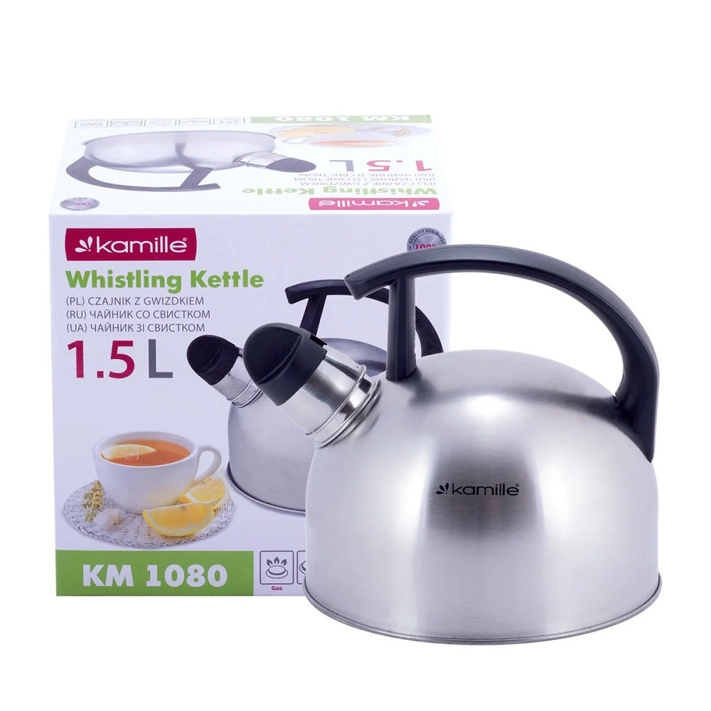 Чайник Kamille из нержавеющей стали со свистком 1,5 л Одеса - зображення 5