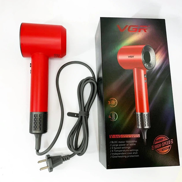 Фен VGR V-445 RED 1600 Вт красный Київ - зображення 3