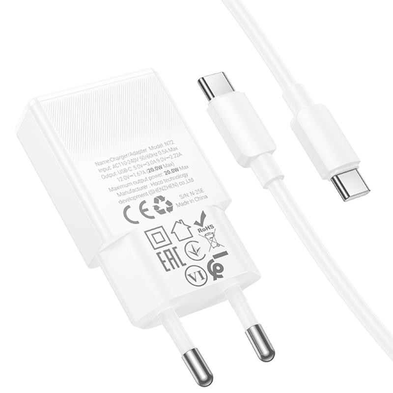СЗУ Hoco N72 Speed ultra-thin PD20W (1USB-C) + кабель Type-C to Type-C Херсон - зображення 3
