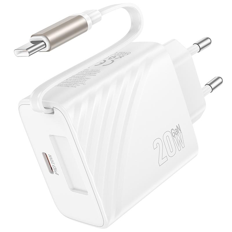 СЗУ Hoco N57 Full PD20W with retractable cable Type-C (2USB-C) Херсон - изображение 4