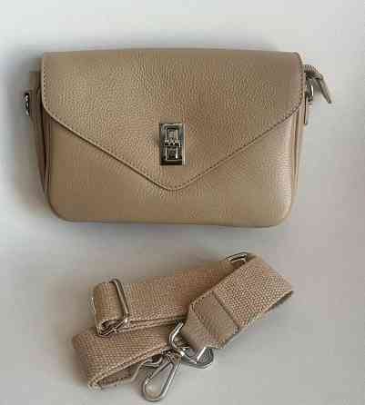 Кросбоді сумка шкіряна на замочці у кольорі тауп чорна Firenze Italy TS000209 Дніпро