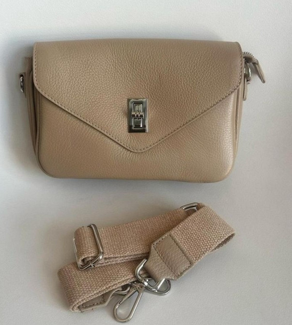 Кросбоді сумка шкіряна на замочці у кольорі тауп чорна Firenze Italy TS000209 Дніпро - зображення 4