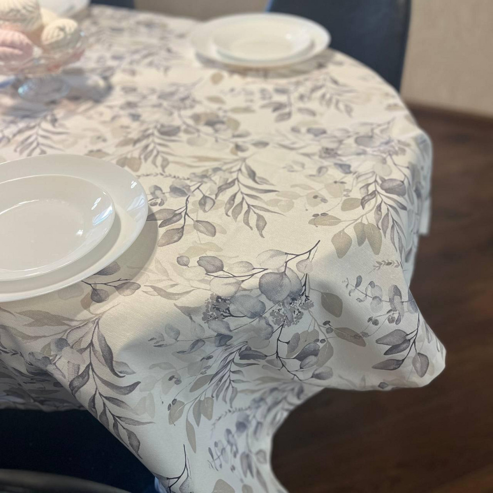 Скатерть водоотталкивающая 120х170см Эвкалипт Серый Одесса - изображение 1