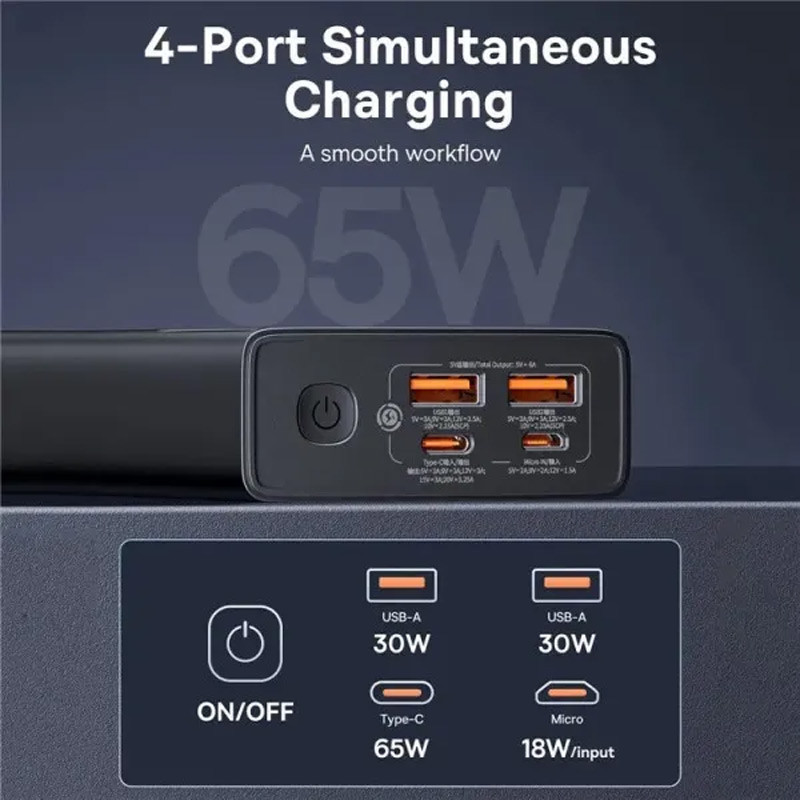 Портативное ЗУ Power Bank Baseus Star-Lord Digital Display 65W 20000 mAh (P10022906113-00) Херсон - зображення 6