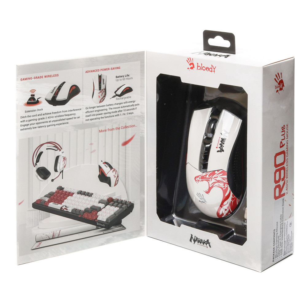 Мышь компьютерная безпроводная Bloody R90 Plus Naraka белая с красным Киев - изображение 8