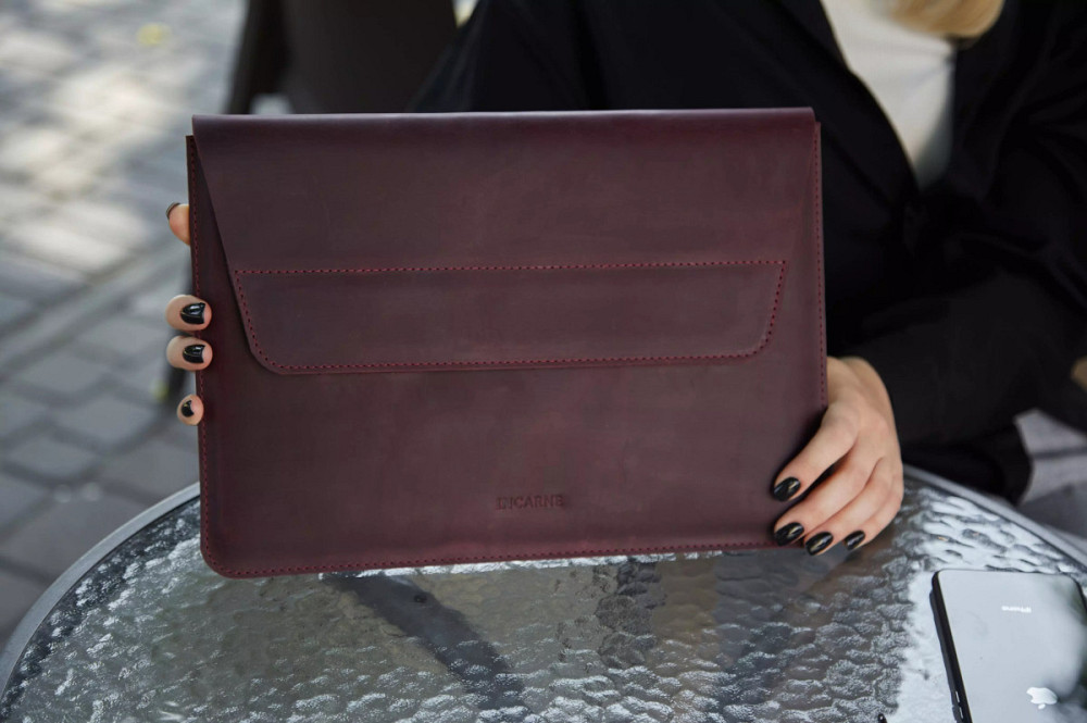 Чехол для ноутбука винтажный Incarne Line MacBook Pro 14" 2021-2025 line-burgundy-vintage-pro-14 бор Київ - зображення 3
