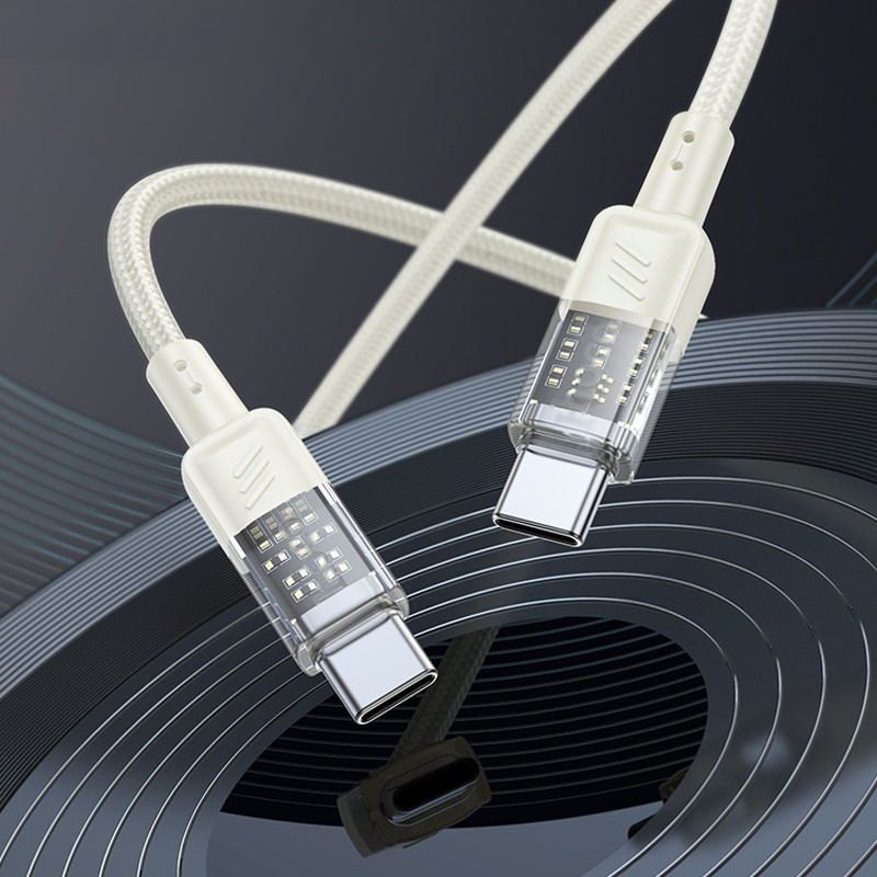 Дата кабель Hoco U129 Spirit Transparent Type-C to Type-C 60W (1.2m) Херсон - изображение 4