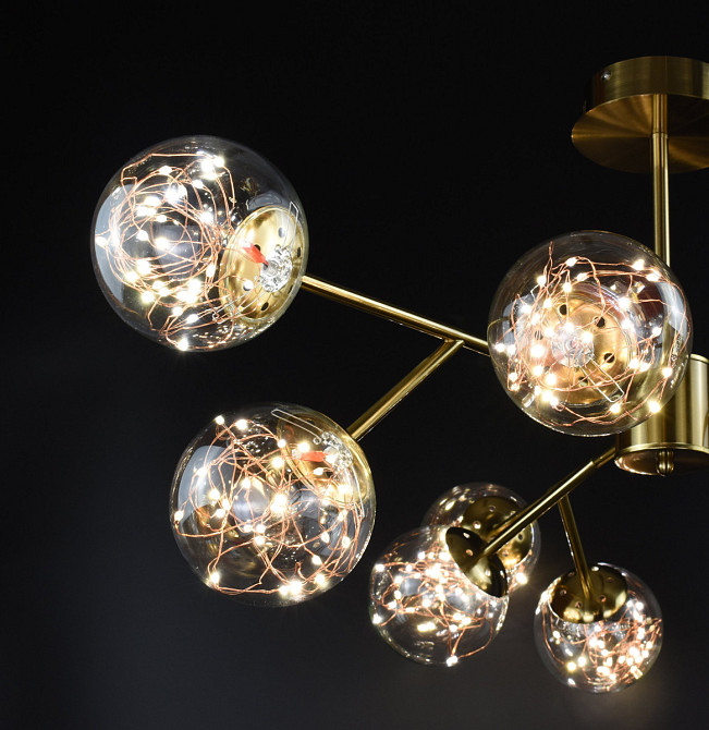 Люстра стельова LED AOC19/9-ab+led Латунь 42-72х110х110 см. Київ - зображення 1