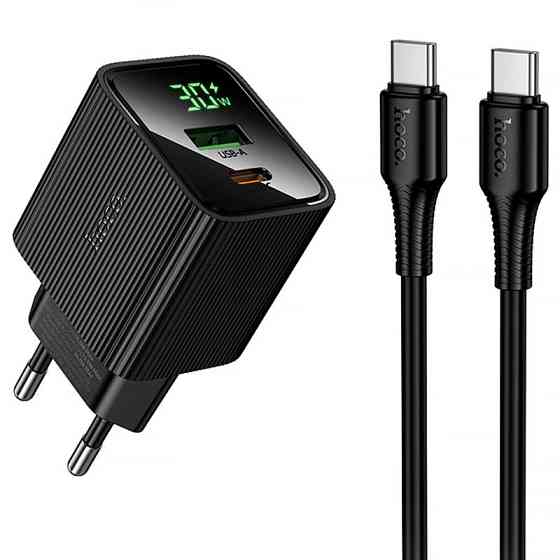 СЗУ Hoco CS84A Excellent with digital display PD30W+QC3.0 (1USB-A/1C) + кабель Type-C to Type-C Херсон