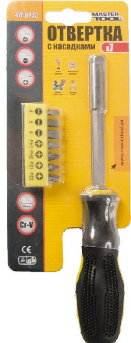 Отвёртка магнитная MASTERTOOL 250 мм 7-В-1  PH1- 2/SL4-5-6/PZ1-2 25 мм 40-0142 Харьков - изображение 2