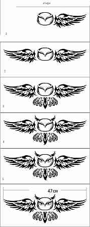 Наклейка на авто Сова на задний значок автомобиля для Mazda 2, 3, 5, 6, CX-3, CX-5, CX-7, MX-3 Бориспіль