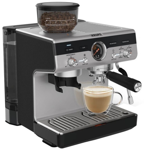 Кофеварка рожковая Krups Precision XP804T10 1380 Вт серебристая Киев - изображение 3