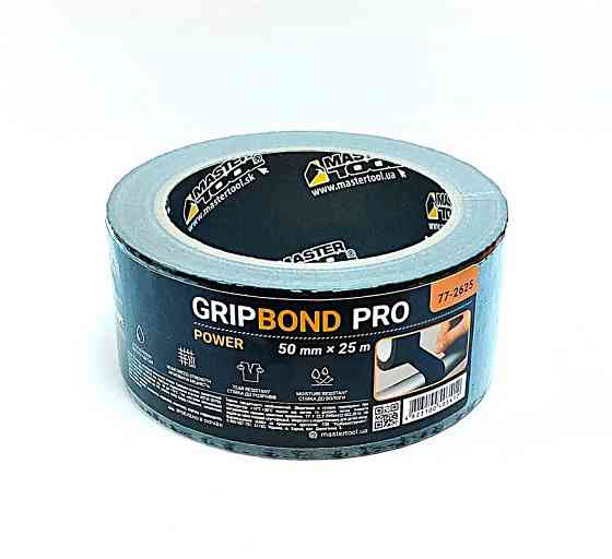 Лента армированная MASTERTOOL GripBond Pro Power t 80°C 50 мм×25 м черная 77-2625 Харьков