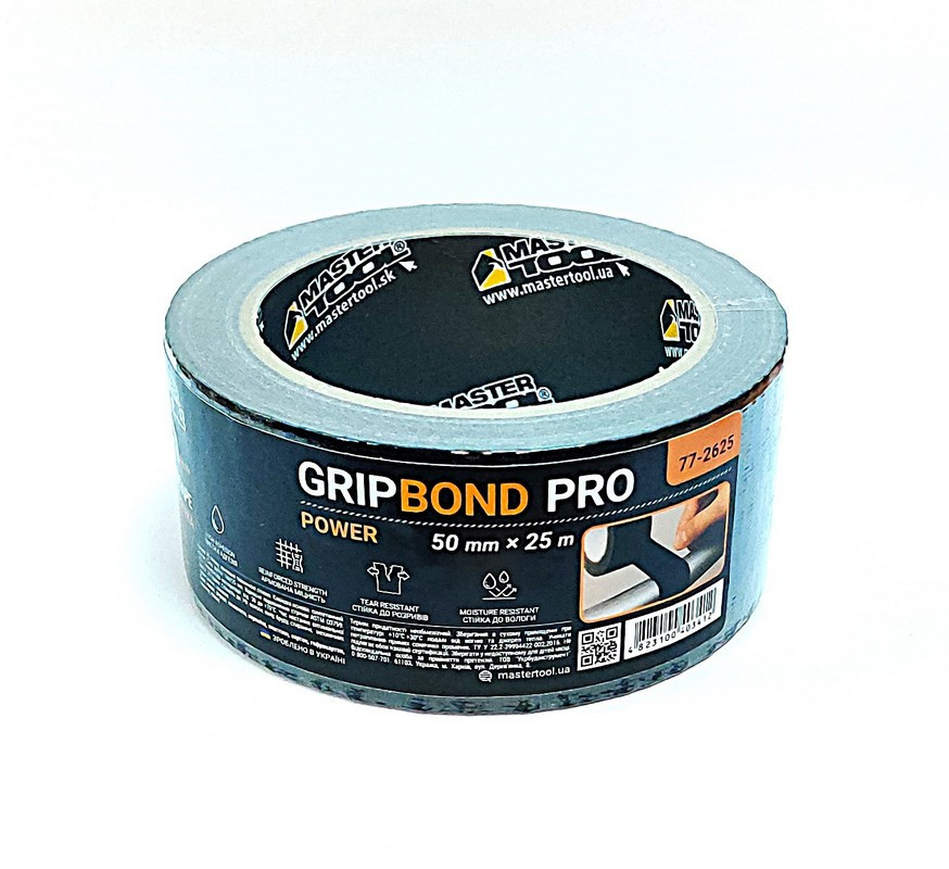 Лента армированная MASTERTOOL GripBond Pro Power t 80°C 50 мм×25 м черная 77-2625 Харьков - изображение 1