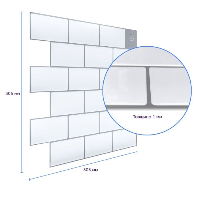 Самоклеюча поліуретанова плитка біла цегла 305х305х1мм (D) SW-00001193 Одесса - изображение 5