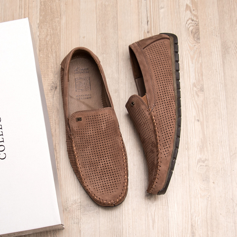 Мужские летние кожаные мокасины Legges Latte перфорация Київ - зображення 9