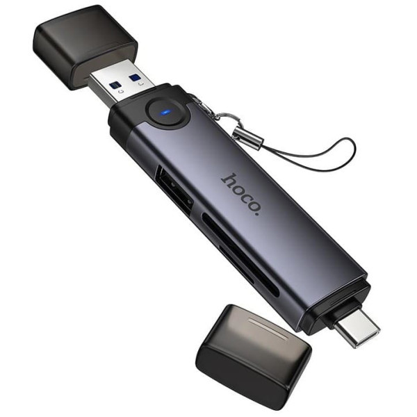 Кардрідер Hoco HB56 3-in-1 (Type-C+USB3.0) Black Харків - зображення 2