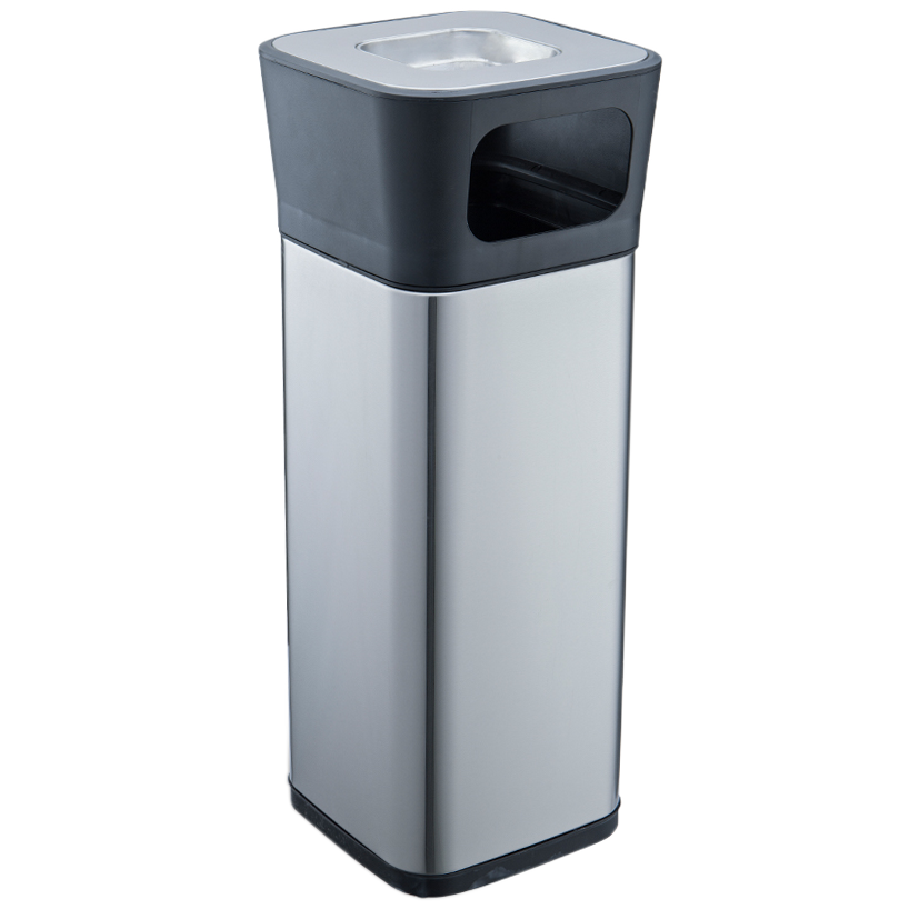 Урна с пепельницей JAH 25 л квадратная серебряный металлик Київ - зображення 1