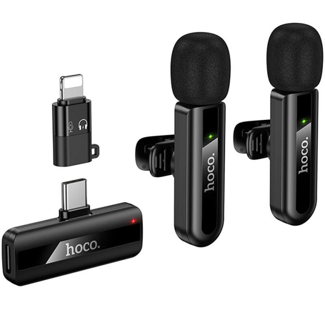 Петличный беспроводной микрофон Hoco L20A Mini Voice (Lightning/Type-C) 60 mAh Херсон - зображення 1