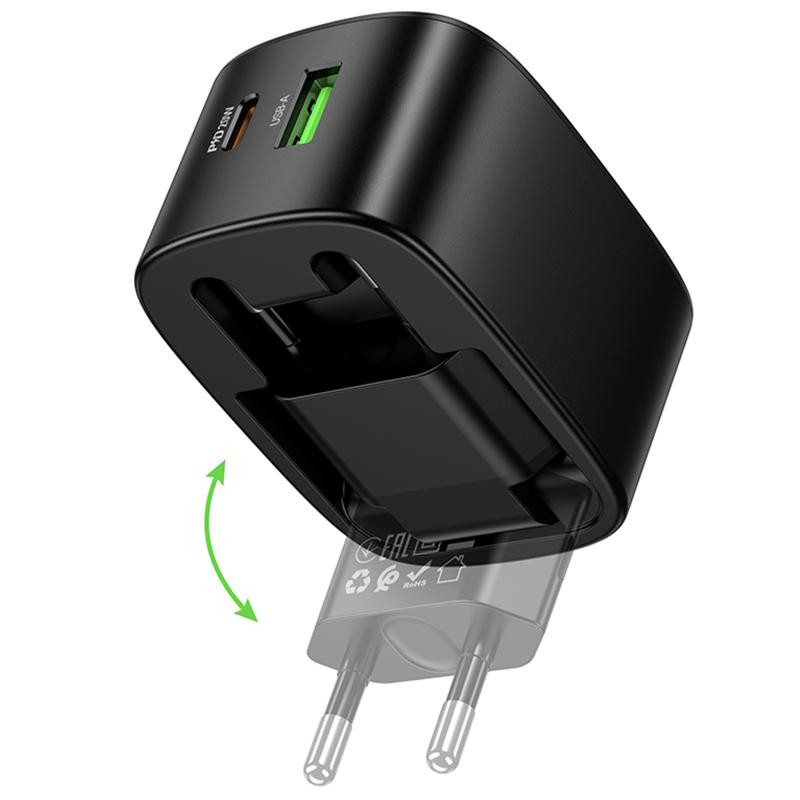 СЗУ Hoco CS101A Folding PD20W+QC3.0 (1USB-A/1C) Херсон - зображення 4