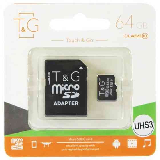 Карта пам'яті T&G microSDXC 64GB UHS-I Class 10 + SD-adapter (TG-64GBSDCL10-01) Харків