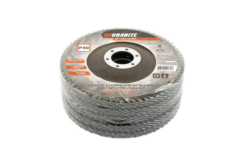 Диск шлифовальный лепестковый конусный GRANITE ZIRCONIA Т29 зерно 40 125х22 мм 5 шт 8-32-040PC Харьков - изображение 2