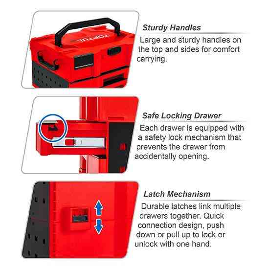 Ящик для инструмента модульный 3 секции 456x372x250мм (пластик) TOPTUL TBCE0202 Харьков