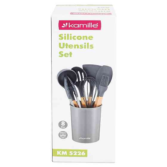 Набор силиконовых кухонных принадлежностей Kamille 8 предметов серый Одеса