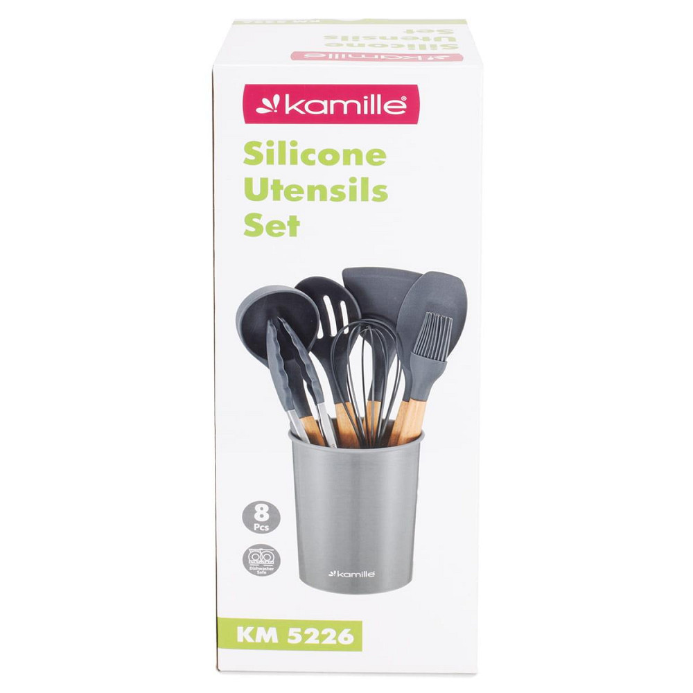 Набор силиконовых кухонных принадлежностей Kamille 8 предметов серый Одеса - зображення 4