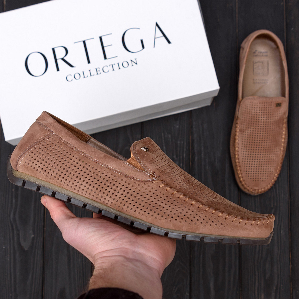 Мужские летние кожаные мокасины Legges Latte перфорация Київ - зображення 6