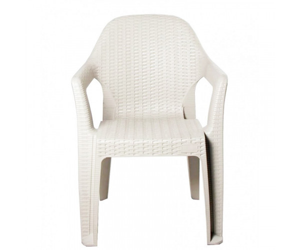 Стілець Міла пластиковий ротанг білий Дніпро - зображення 1
