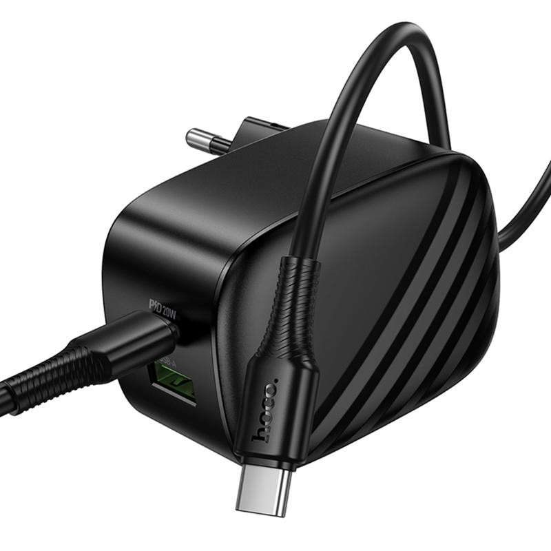 СЗУ Hoco CS101A Folding PD20W+QC3.0 (1USB-A/1C) + кабель Type-C to Type-C Херсон - зображення 5