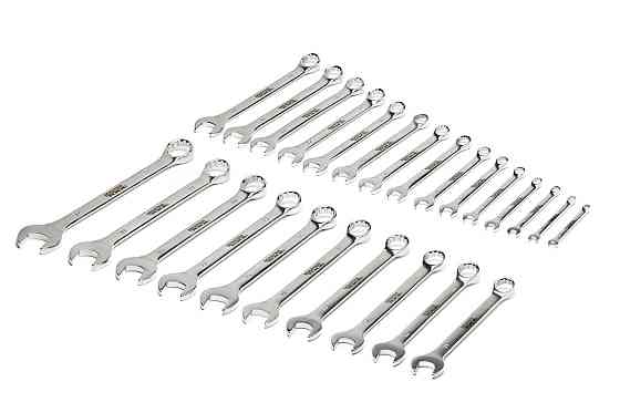 Ключи комбинированные MASTERTOOL SATIN FINISH набор 25 шт (6-28/30/32 мм) CrV DIN 3113 71-2124 Харків