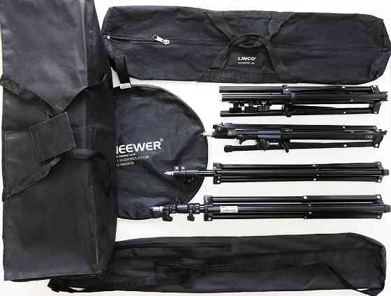 Компактний набір для фото- та відеозйомки: стійка, кріплення, парасолька, лампа Вышгород