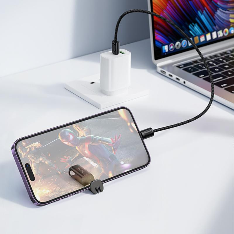Дата кабель Hoco X126 Experto Type-C to Type-C 60W + Phone Holder & Lanyard (0.35m) Херсон - зображення 5