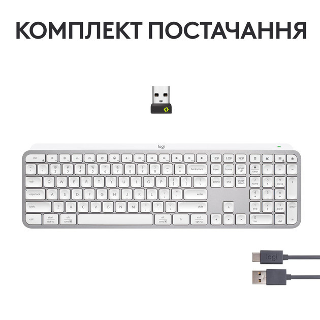 Клавиатура компьютерная безпроводная Logitech MX Keys S Pale Grey UA L920-011588 серая Київ - зображення 9