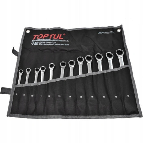 Набор комбинированных ключей трещоточных TOPTUL 8-19мм 12ед. в чехле GPAQ1202 Харків - зображення 3