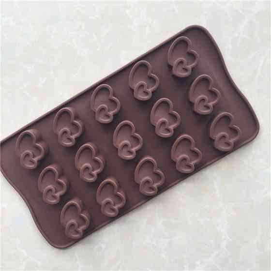 Форма силіконова для цукерок Серця 6939 21 см коричнева Київ