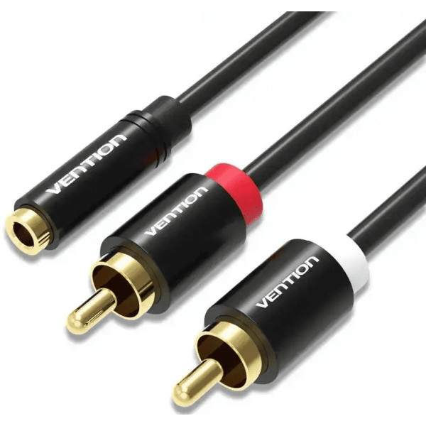 Кабель Vention 3.5mm to 2хRCA (F/M) 1m Black (VAB-R01-B100) Харків - зображення 1