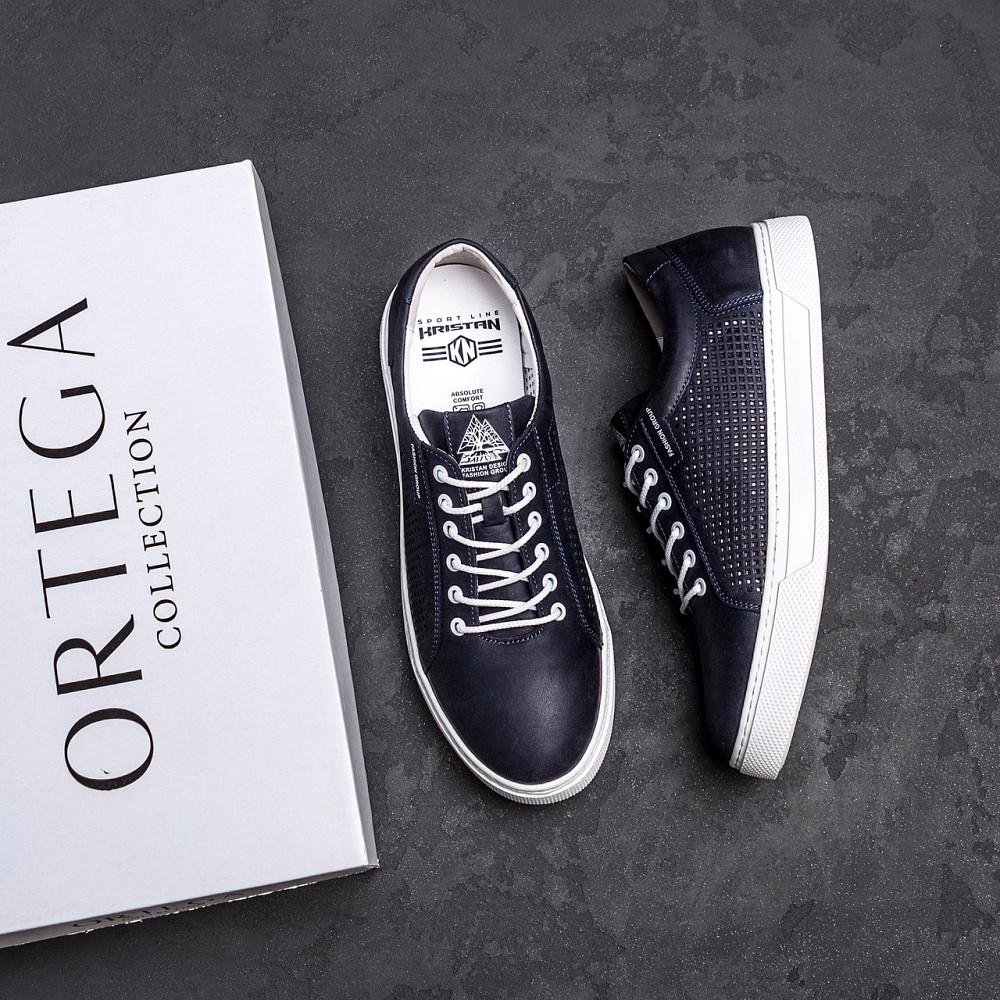 Мужские летние кожаные кеды Kristan перфорация Київ - зображення 10