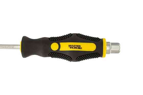 Отвёртка ударная шлицевая магнитная MASTERTOOL EXTERNAL HEX SL5х75 мм ручка с TPR покрытием 49-6575 Харків