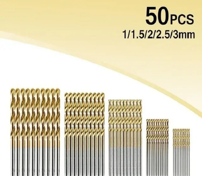 Набір свердел 50 шт HSS з титановим покриттям 1-3 мм Косов - изображение 3