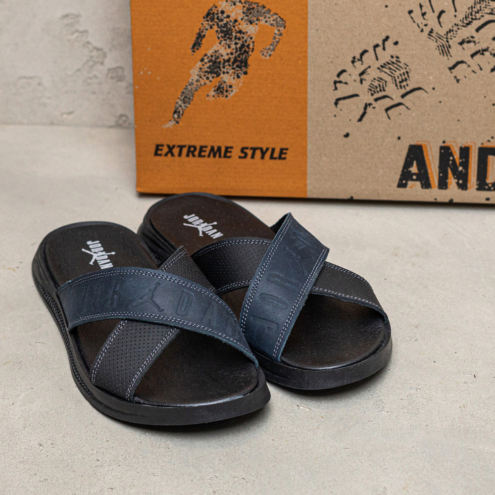 Мужские кожаные  летние шлепанцы-сланцы Jordan Киев - изображение 9