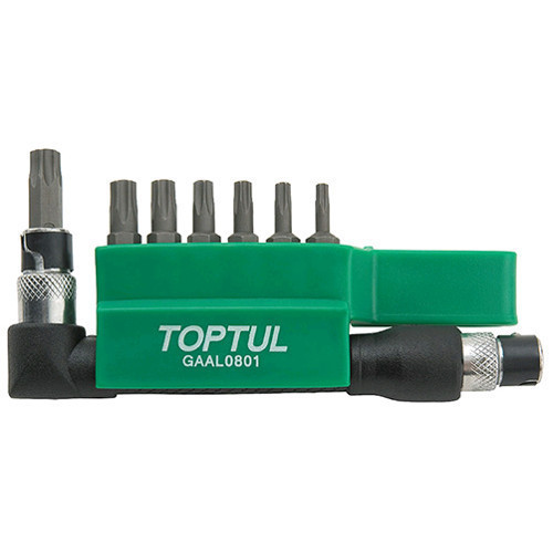 Набор бит TORX TOPTUL 1/4" T10H-T40H + Г-обр. переходник 8ед. GAAL0801 Харків - зображення 1