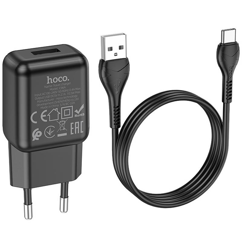СЗУ Hoco C96A (1USB/2.1A) + кабель USB to Type-C Херсон - изображение 4