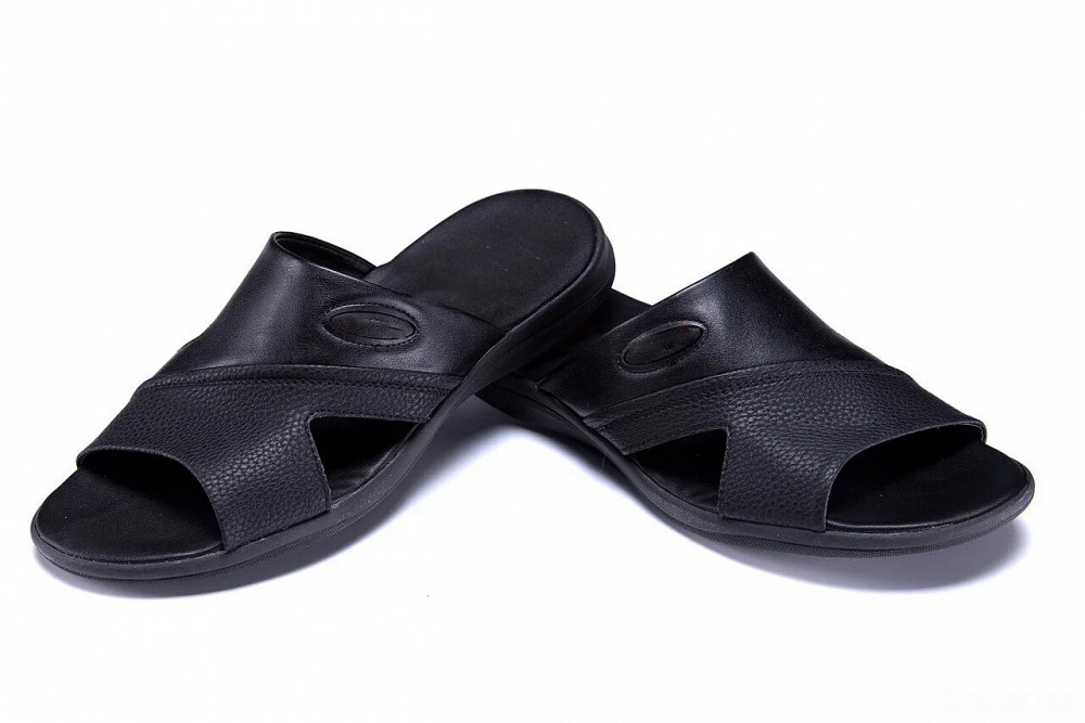 Мужские кожаные  летние шлепанцы-сланцы E-series Black Киев - изображение 9