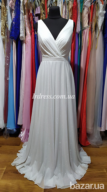 Белое блестящее платье на свадьбу, роспись, выпускной Киев - изображение 1